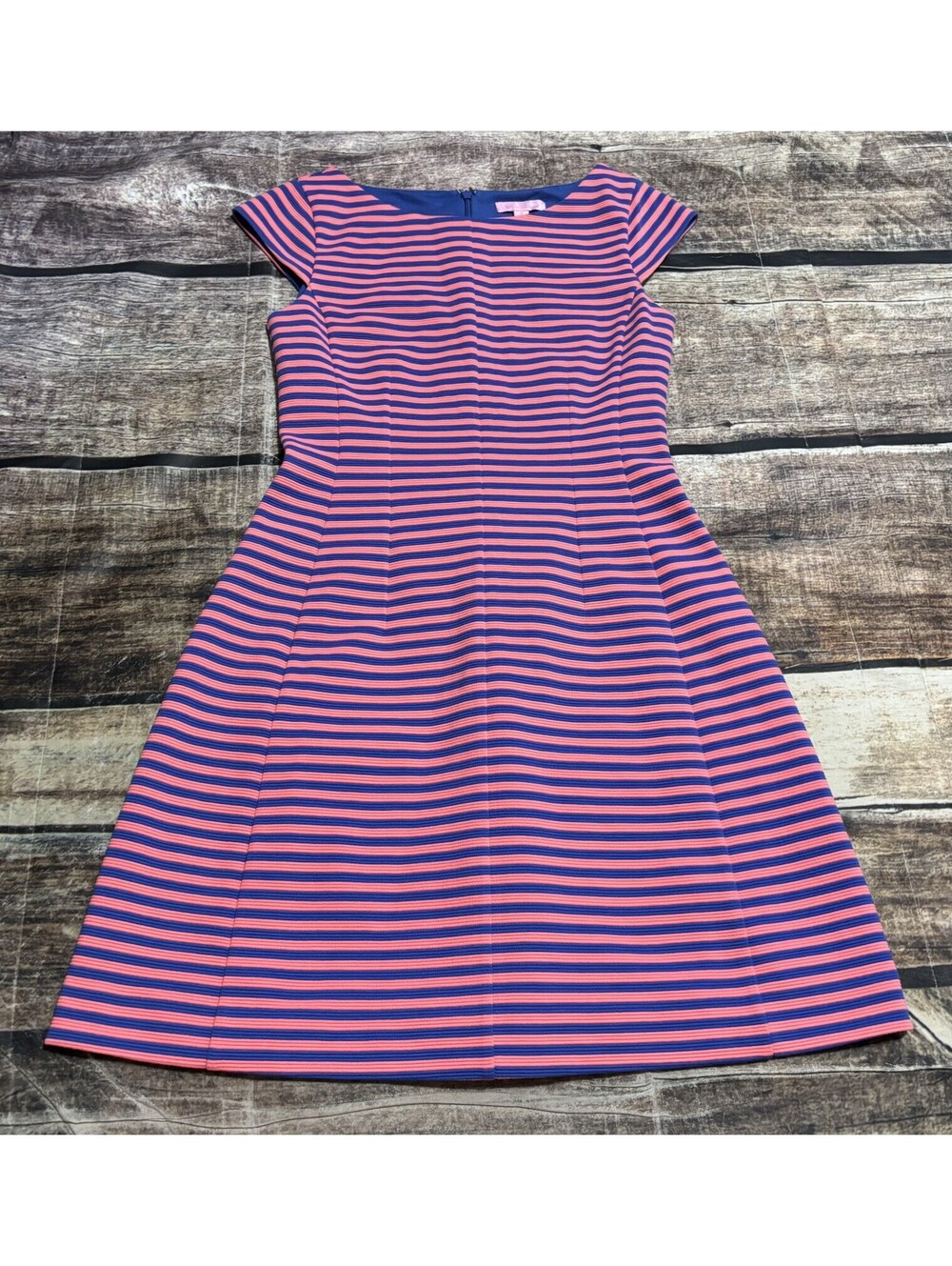 Lilly Pulitzer Dress Womens Small Briella Ottoman Striped Pink Blue Stretch